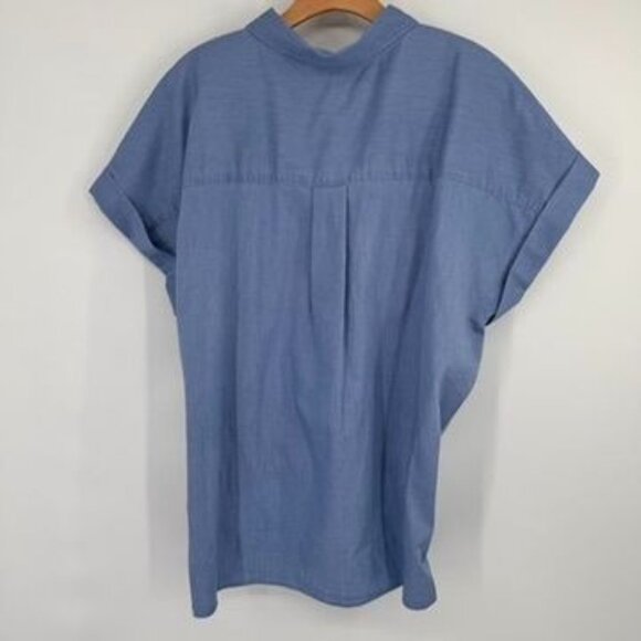 NYDJ Womens Blue chambray Short Sleeve Tie-Front camp shirt Blouse size 1X new - Picture 8 of 12
